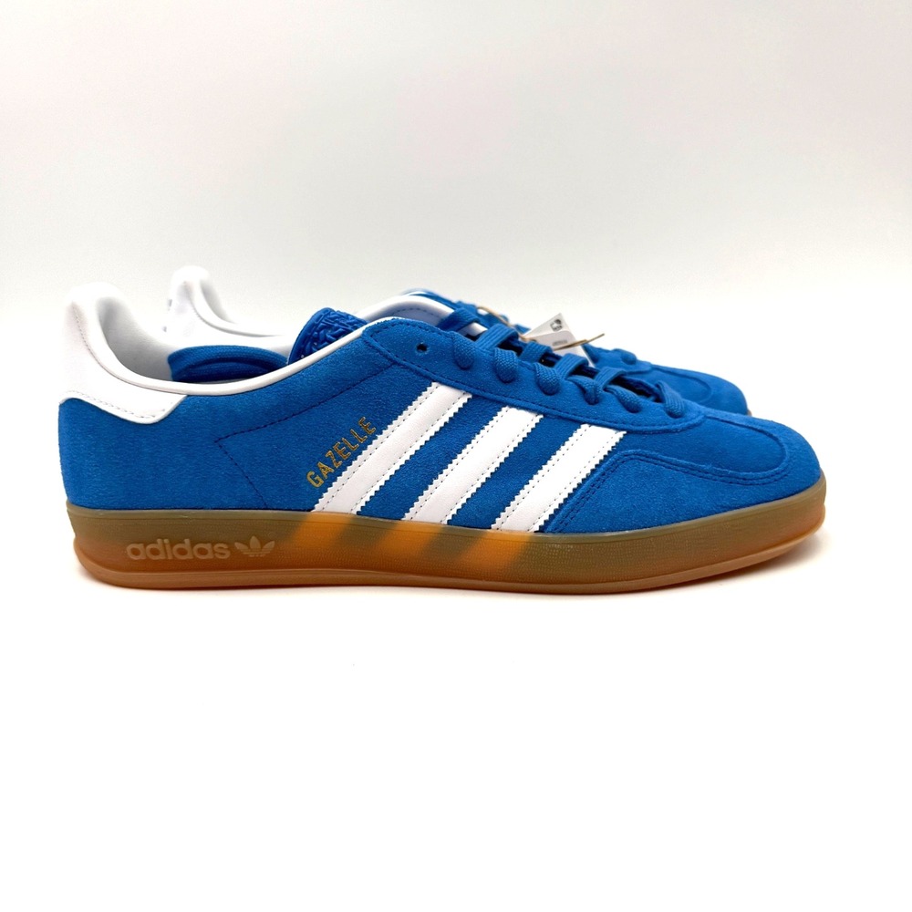 Adidas Originals Men's Size 5.5 Gazelle Indoor "Blue Bird" White Gum JI2061‎ NEW
